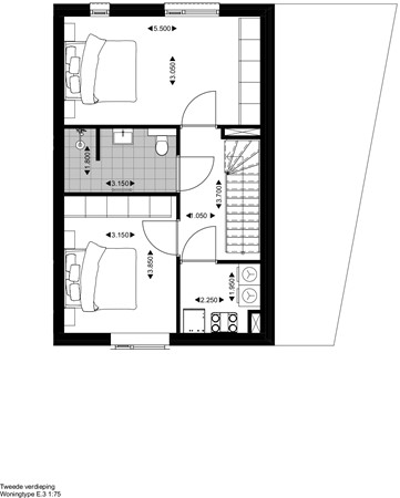 Floorplan - Rozenstraat Bouwnummer E.012, 5014 AJ Tilburg